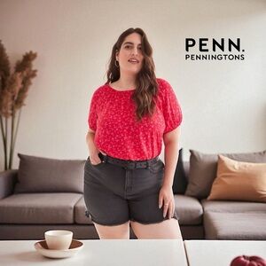 Penningtons, Plus Size Floral Red Blouse, 2X